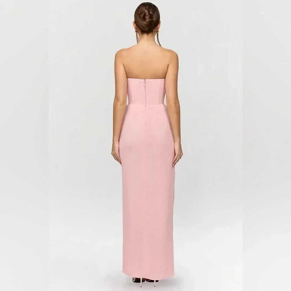 House of CB Adrienne Pink Quartz Georgette Strapless Gown Maxi - Picture 2 of 7